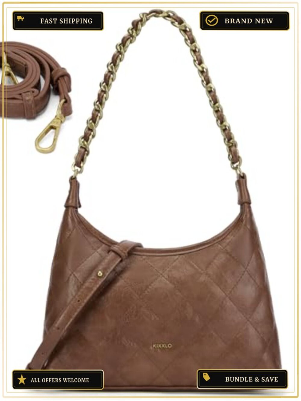 Vegan Leather Crescent Shoulder Bag, Small Cute Purses for Women, Crossbody
